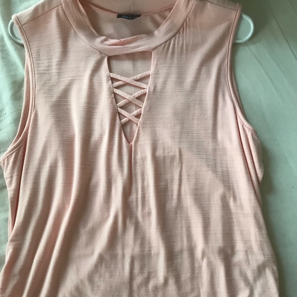 Light pink sleeve T-shirt 2x